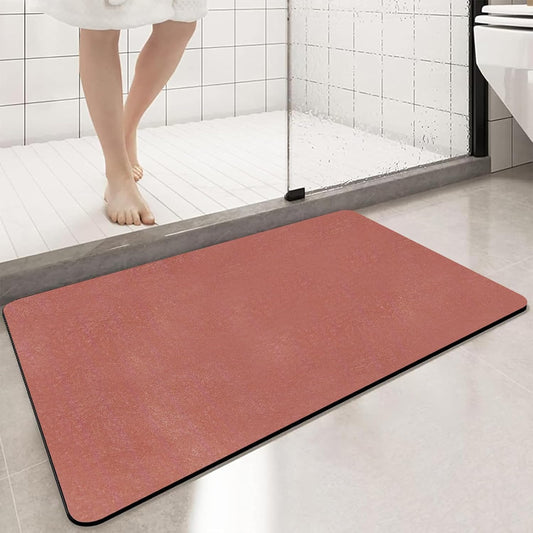 Diatomaceous Earth Bath mat Bathroom Rugs Super Absorbent Quick Dry Non Slip Bath Mat Thin Bathroom Floor Mats Fit Under Door-Shower Rug for in Front of Bathtub Shower, Brown, 15.7"*23.6"