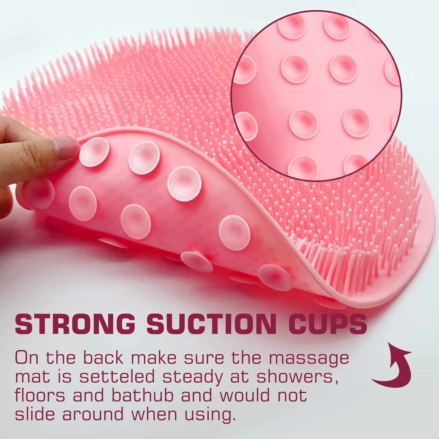Shower Foot Scrubber Mat Back Washer Back Exfoliating Bath Wash Pad Wall Mounted Slip Suction Cups Foot Scrubber for Use in Shower Cups Foot Cleaner for Men and Women