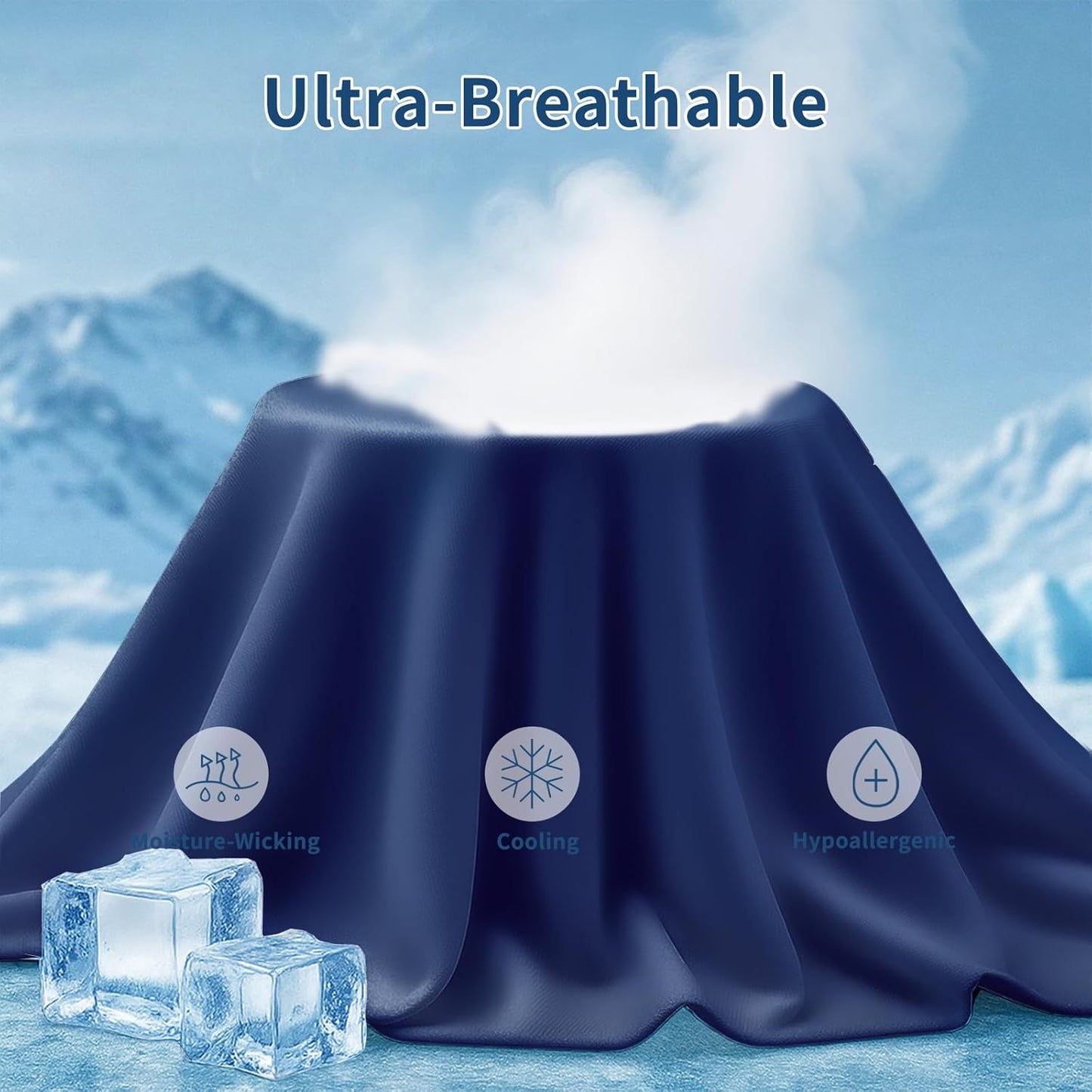 Cooling Pillow Cases 2 Pack for Hot Sleepers and Night Sweats, Ice Cool Pillow Covers King Size Set of 2 for Hair Skin Reduces Wrinkles&Frizz Softer Than Silk Pillow Cases, Envelope Closure,Royal Blue