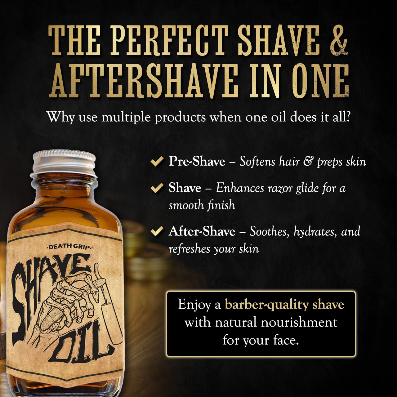 Shave Oil Tea Tree Pre-shave Soften Bristles | For All Natural Razor Glide | Preshave During & AfterShave To Soothe & Soften Skin & Facial Hair by Death Grip | 3oz Bottle | Made In The USA
