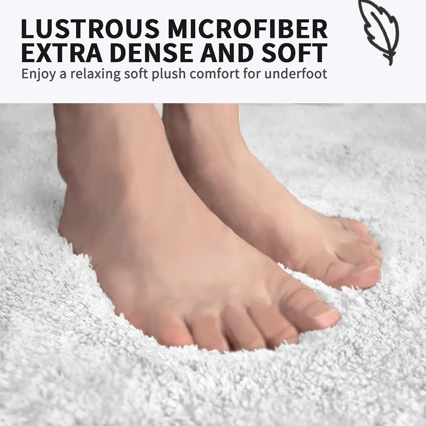 FIFU Bathroom Rugs 24" W x 36" L, Bath Mat for Bathroom, Bedroom, Laundry Room & Kitchen, Non-Slip Rubber Latex Backing, Extra Soft and Absorbent Microfiber Carpet, Machine Washable Rug, White