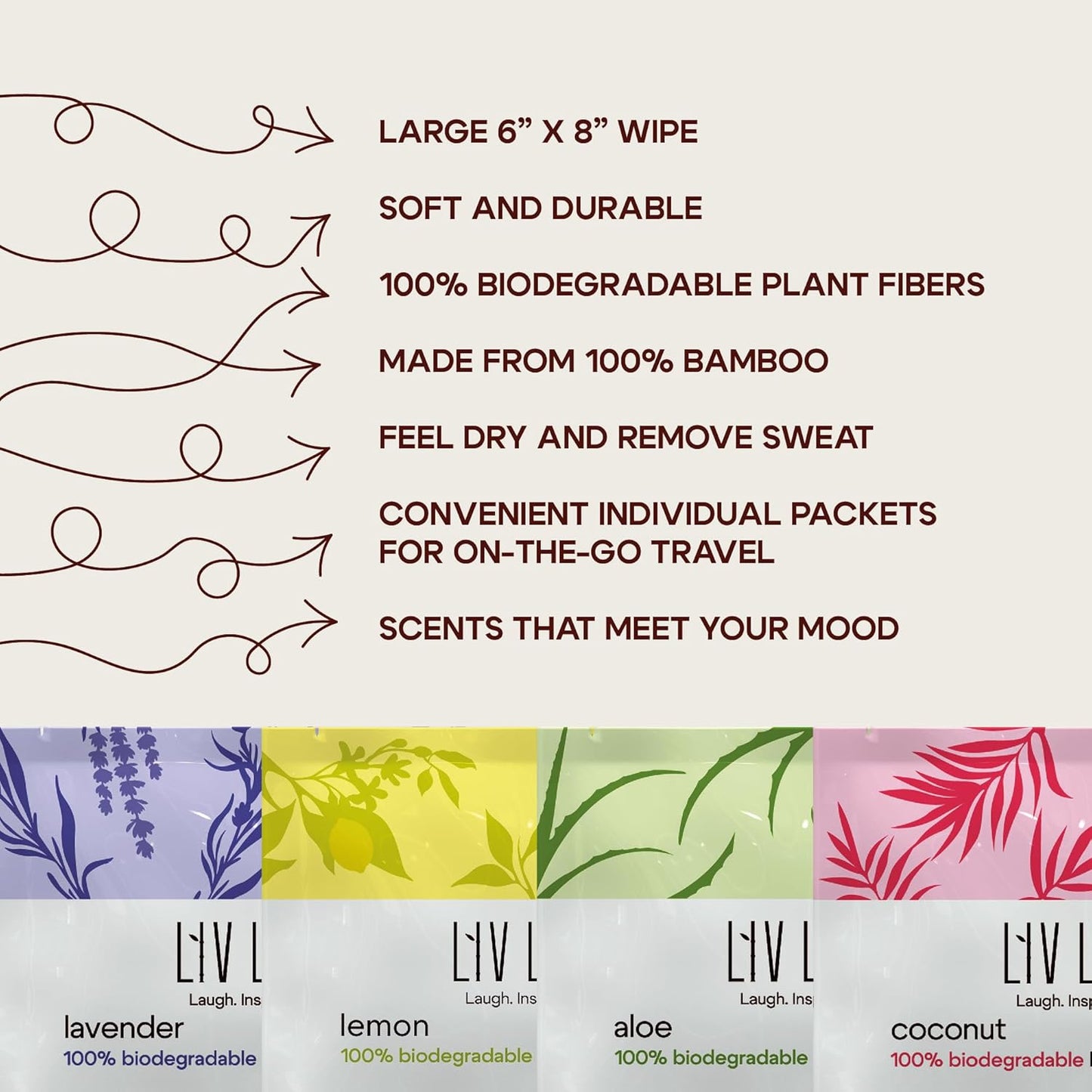 Bamboo Deodorant Wipes - 30 count - Individually Packaged - Aromatherapy Scent (Aloe)