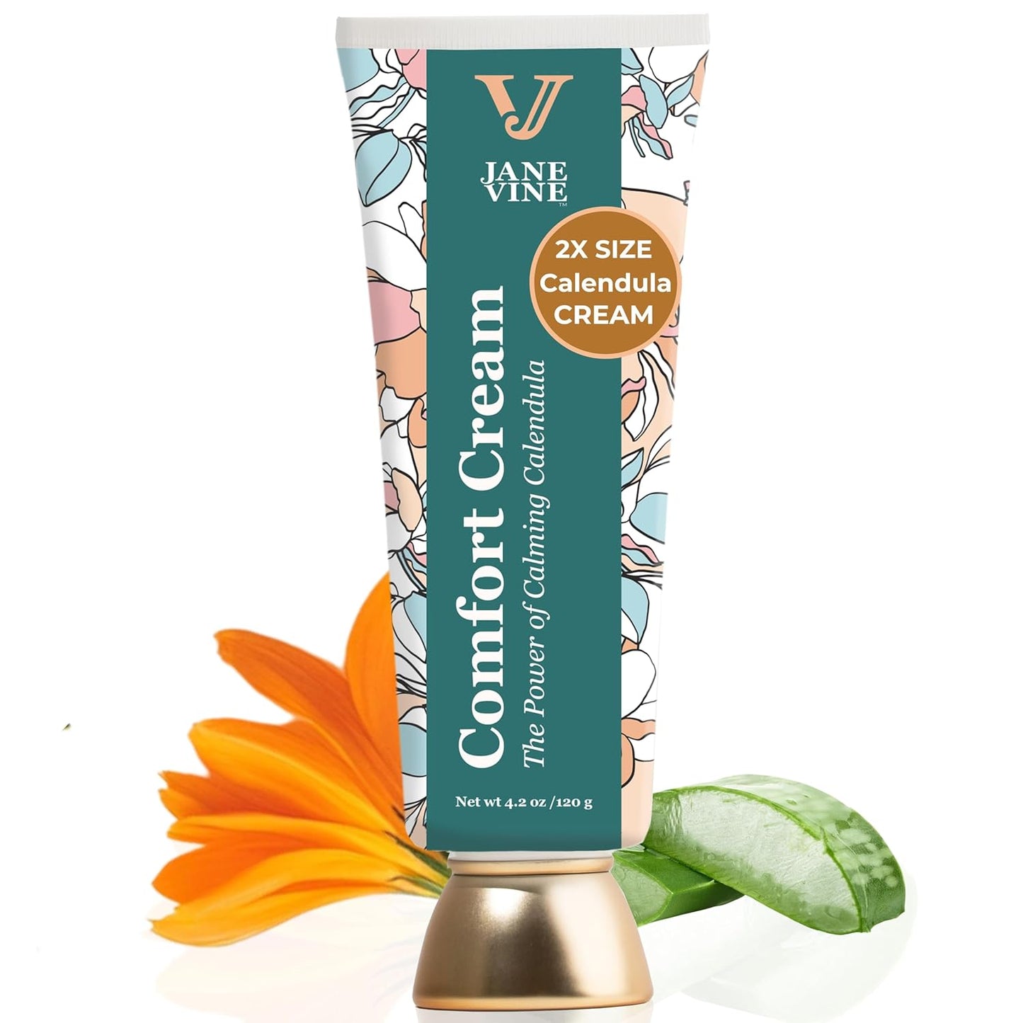 Calendula Cream – Radiation Relief Cream and Sunburn Relief for Itchy or Sun-Exposed Skin – With Aloe, Jojoba, and Dandelion – Alcohol Free & Unscented Calendula Ointment – 4.2 oz