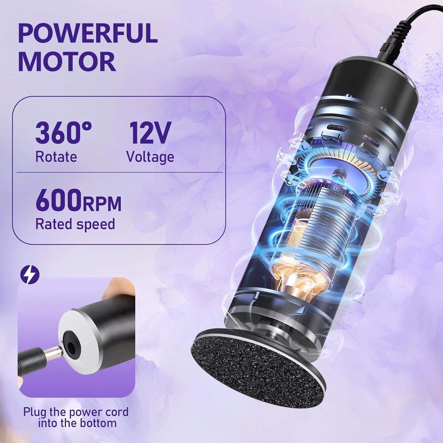 krofaue Electric Callus Remover - Electronic Foot File Grinder with Speed Controller and 60PCS Replacement Sandpaper Disk Professional Pedicure Tool for Men Women Feet Dry Dead Skin Black