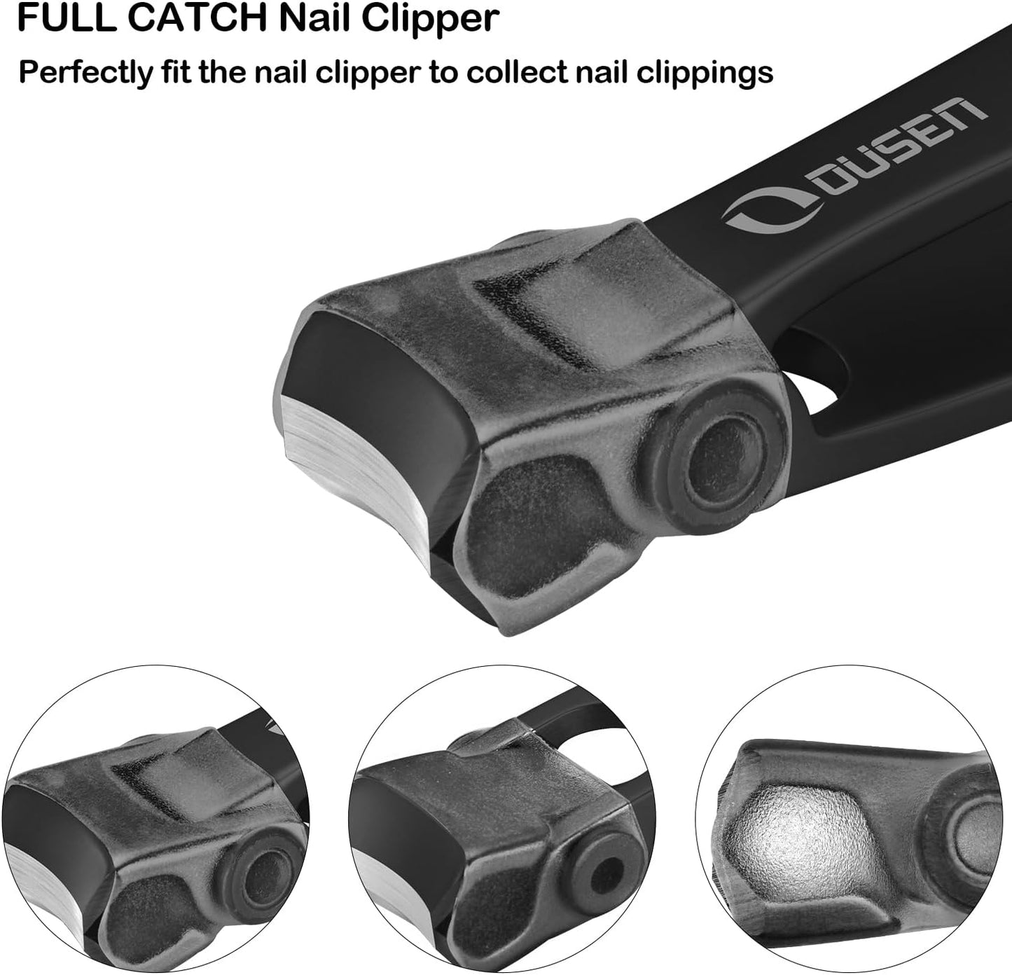 Nail Clippers with Full Catcher, Professional Anti Splash Nail Clipper for Men & Women, Wide Jaw Toenail Clippers for Seniors Thick Nails, Adult Toe Nail Clipper Fingernail Cutter Catch All Clippings