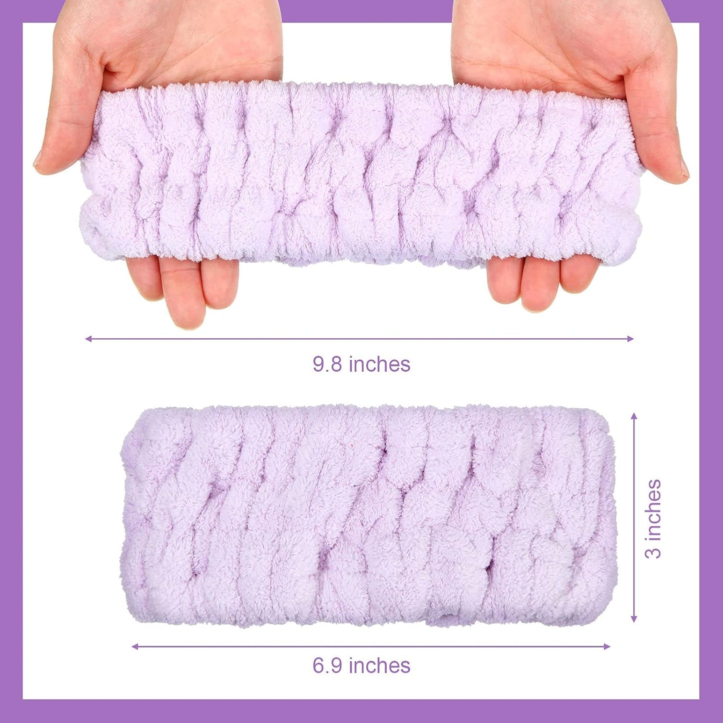 Chuangdi 3-Piece Spa Headband Set - Soft Terry Cloth Hairbands for Women's Facial Makeup, Washing, Face Mask, Spa & Shower - Light Orange, Purple, Green