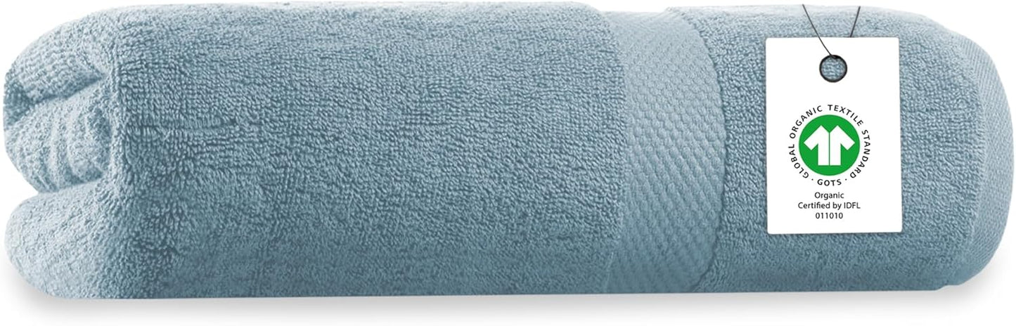 Delara Organic Cotton Luxuriously Plush Bath Sheet | GOTS & Oeko-TEX Certified | Premium Hotel Quality Towels | Feather Touch Technology| 650 GSM Long Staple|Soft, Quick Dry & Ultra-Absorbent 36"x70"