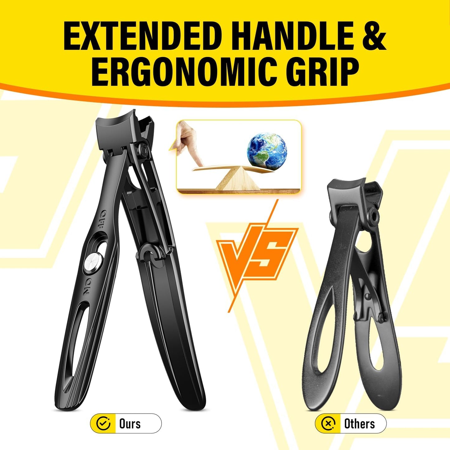 Ultra Wide Jaw Opening Nail Clippers Set, Extra Long Handle Toenail Clippers for Seniors Thick Toenails, Heavy Duty Large Clippers Cutter, Fingernail Clippers Gifts for Seniors, Men & Women Elderly