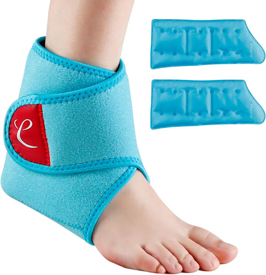 Comfytemp Ankle Ice Pack Wrap Brace for Swelling, Foot Pain Relief, HSA Store, 2 Gel Packs for Injuries Reusable, Hot Cold Compress for Plantar Fasciitis, Heel Spur, Achilles Tendonitis, Surgery Gift