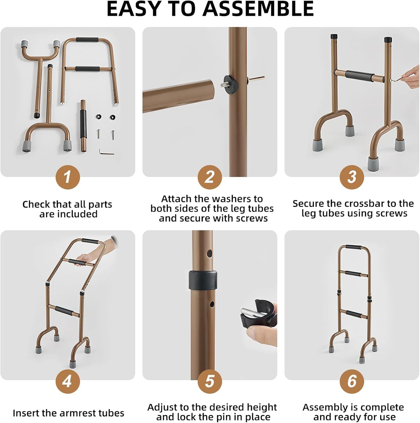 Adjustable Stand Assist Aid for Elderly - Aluminium Sit to Stand Assist, Stable Help to Stand and Move Lift Assist for Elderly, with Anti-Slip Protector, Help Seniors Stand Up from Chair Bed, Khaki
