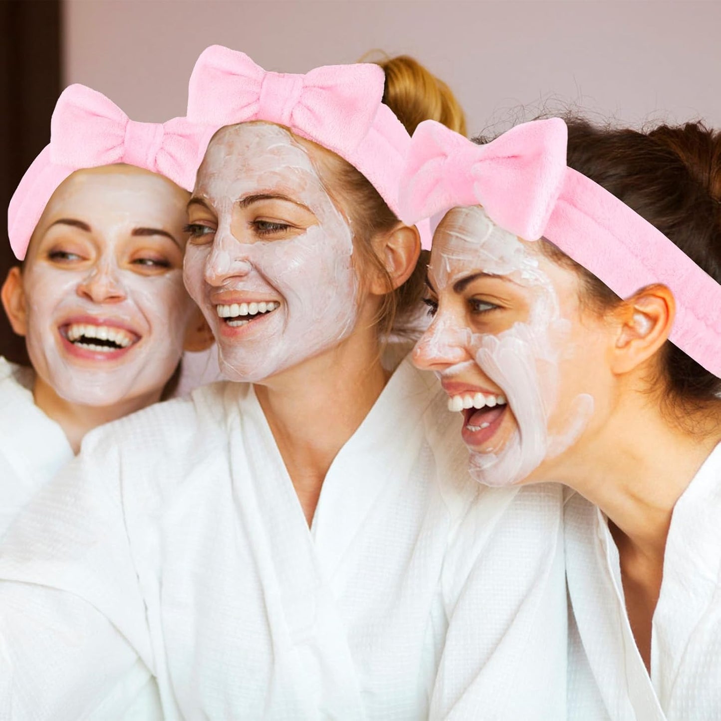 CIEHER 8 Pcs Spa Headbands for Women Girls' Party, Bachelorette Party Favors - Pink Spa Makeup Headband for Teen, Party Gifts for Birthday Skincare Makeup Headbands Face Wash Headbands for Girls