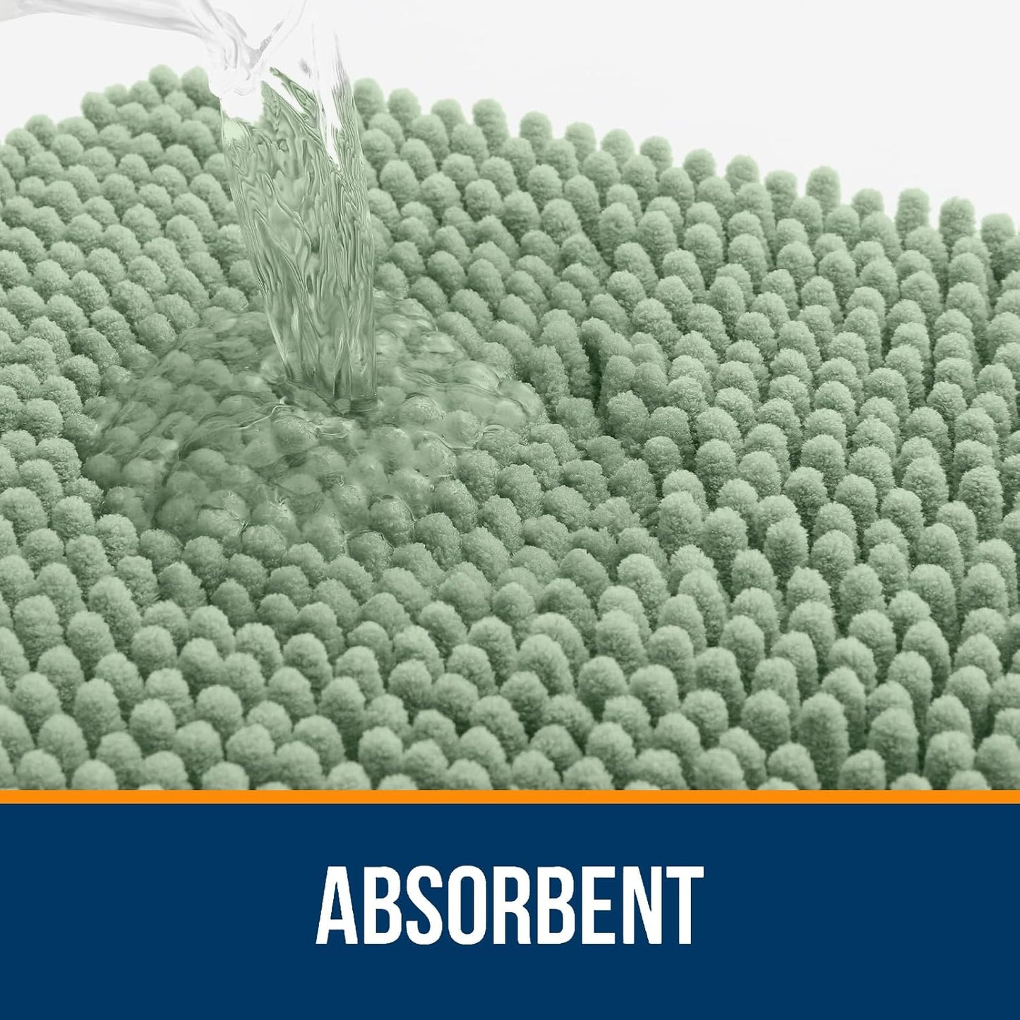 OLANLY Bathroom Rugs 70x24, Extra Soft Absorbent Chenille Bath Rugs, Rubber Backing Quick Dry, Machine Washable Bath Mats for Bathroom Floor, Tub and Shower, Home Decor Accessories, Sage Green