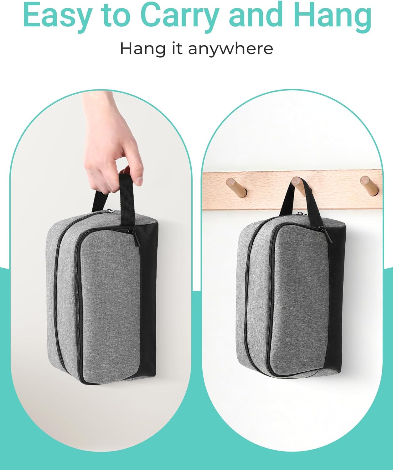 Elviros Travel Toiletry Bag for Men Hanging Dopp Kit Shaving Bag Toiletries Organizer Small Toiletry Bag for Traveling (Denim Grey)