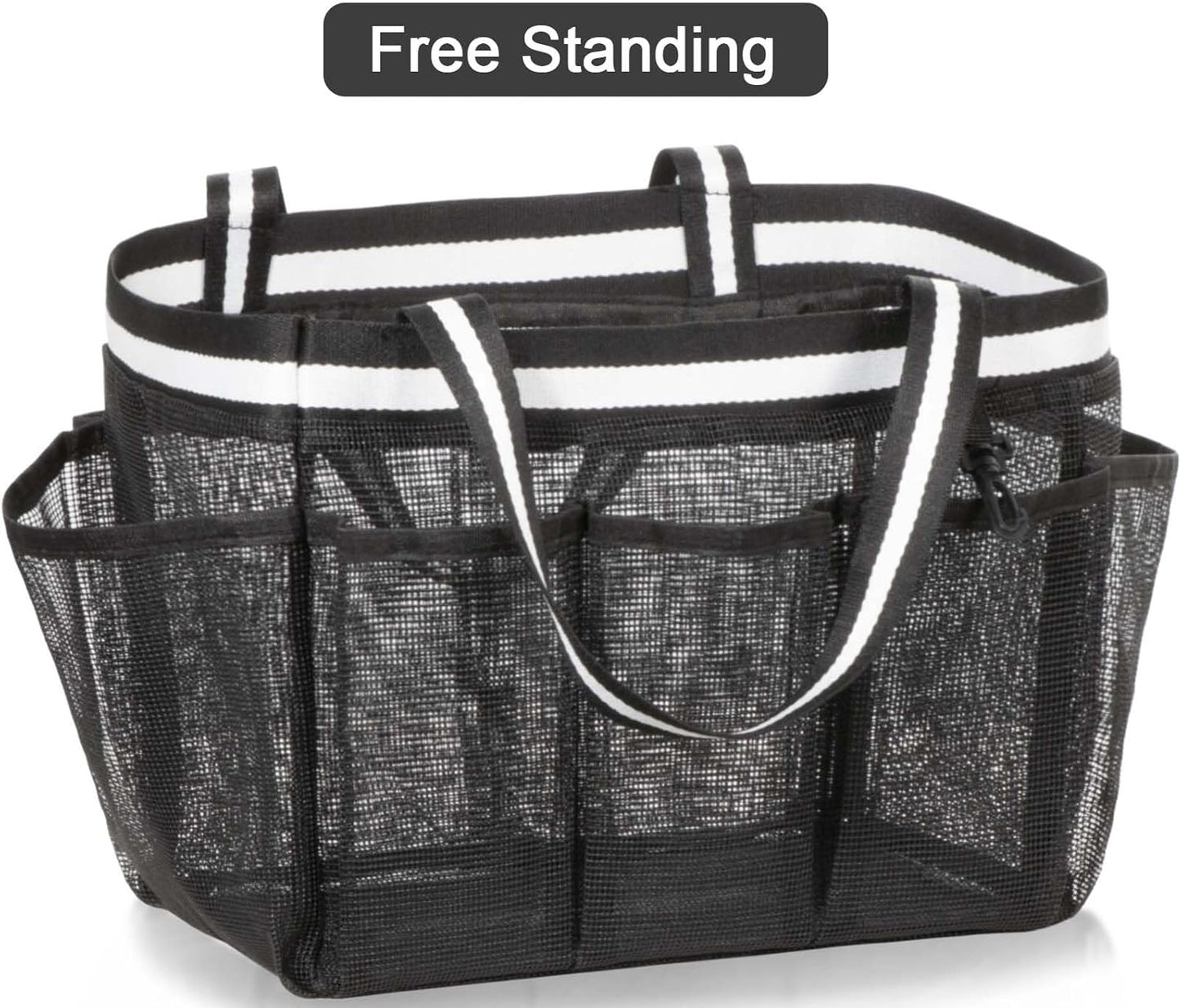 XL Mesh Shower Caddy Portable Shower Bag for College Dorm Camping Travel Gym(Black)
