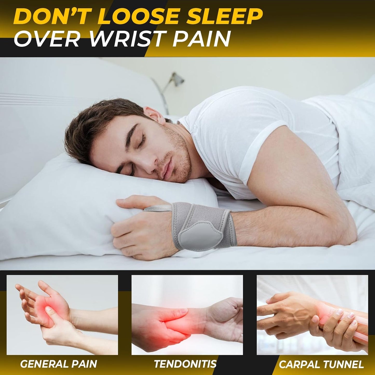 NeoTech Care Wrist Band - Elastic & Breathable Fabric - Adjustable Compression Strap - Men, Women, Right or Left - Support Wrap for Protection or Sports (Gray Color, Size S, 1 Unit)