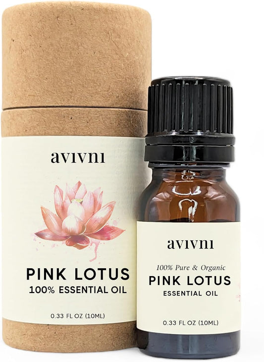Avivni Pink Lotus Essential Oil - 100% Pure & Natural, Undiluted for Aromatherapy, Skin, Hair, Diffuser (0.33oz - 10ml)