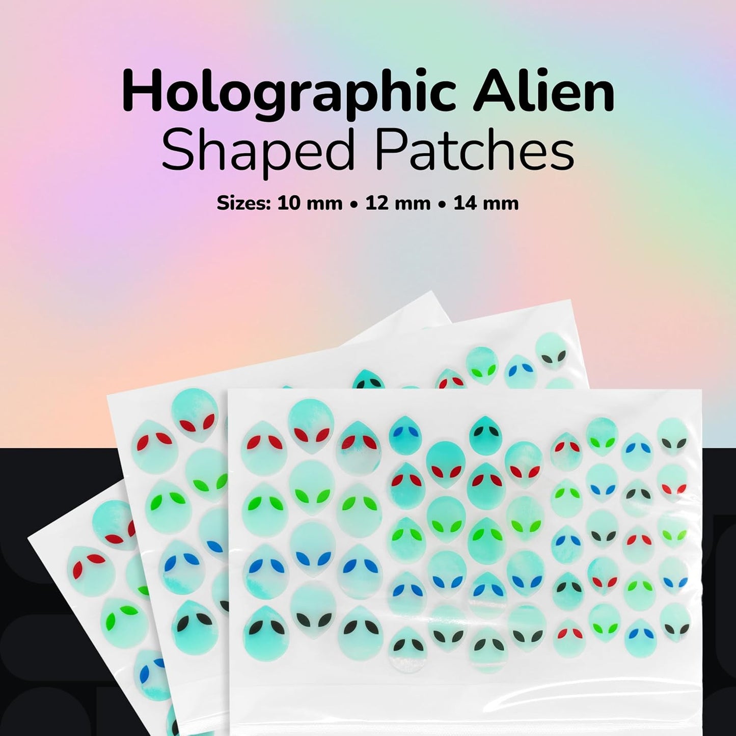 BioSwiss Pimple Patches, Holographic Alien Patch for Zits and Blemishes, Hydrocolloid Spot Stickers for Face and Skin, 100 Count
