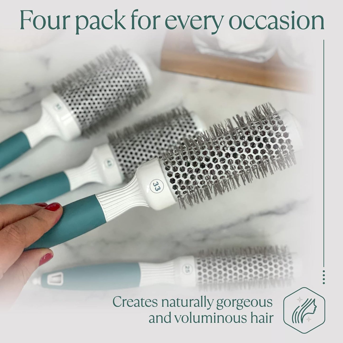 Round Brush Set for Blow Drying and Styling - Ceramic Ionic Thermal Brushes, Wet Hair Brush Bundle with Travel Bag for Women and Men