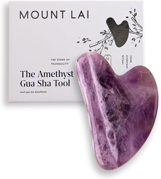 Mount Lai Amethyst Gua Sha Facial Tool – The Stone of Inner Clarity – 100% Genuine Amethyst Stone Face Sculpting Tool for Lymphatic Drainage, Puffiness Reduction & Confident Radiance