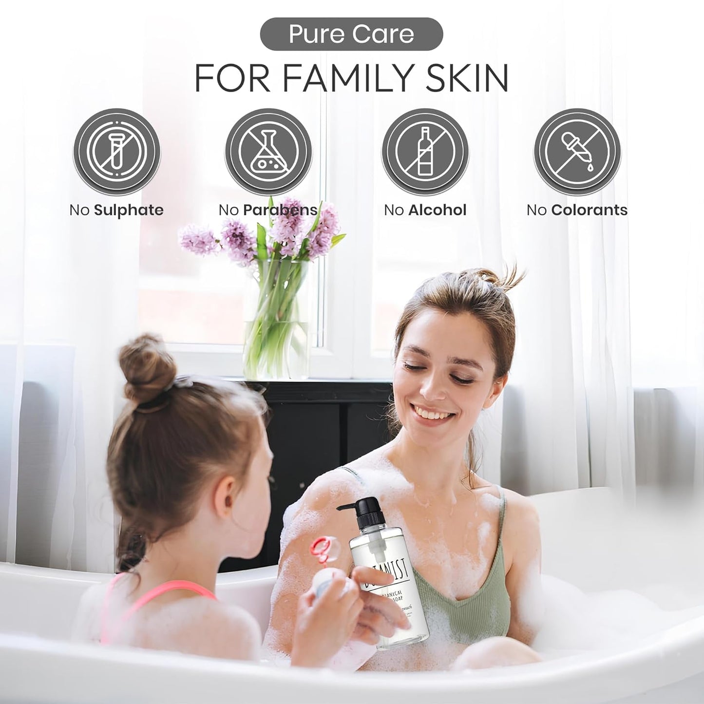 Botanist Shea Butter Body Wash for Women & Men, Foaming Body Wash for Sensitive Skin with Coconut Oil & Almond Extract, Sulfate & Paraben Free Whipped BODY WASH from Japan 15.2 Fl Oz LILY & RASPBERYY