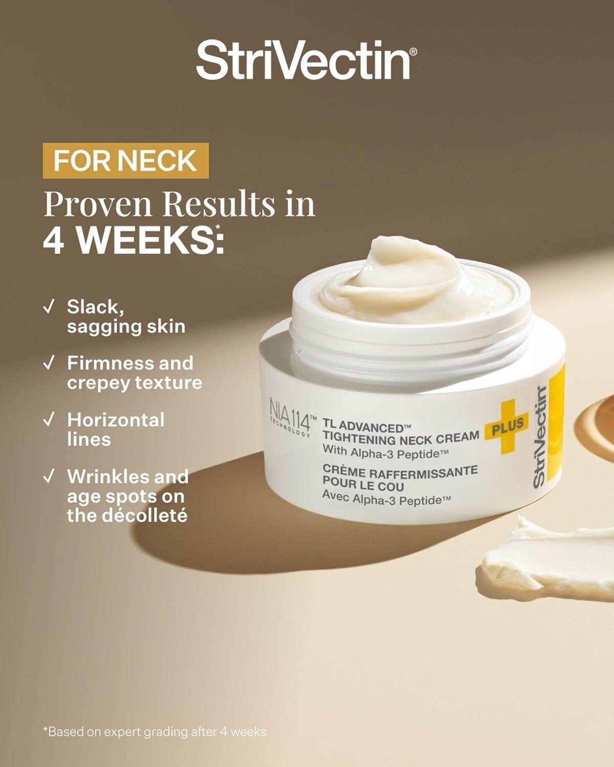 StriVectin Tighten and Lift Advanced Neck Cream PLUS with Alpha-3 Peptides for Neck and Décolleté, Smoothing Look of Wrinkles and Fine Lines, Improves Crepey Skin and Vertical Lines, 1.7 Ounce