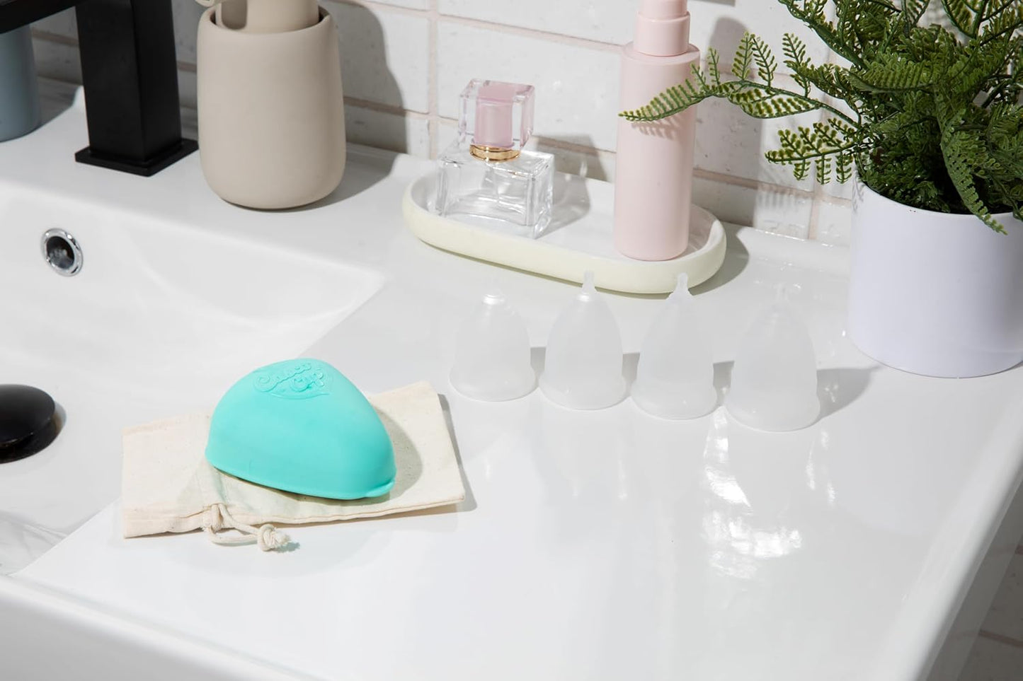 Casco Menstrual Cup & Case - Medical Grade Silicone Period Cup Made in Maine USA, Reusable Menstrual Cup. (4 Reusable Cups - Find Your Fit)