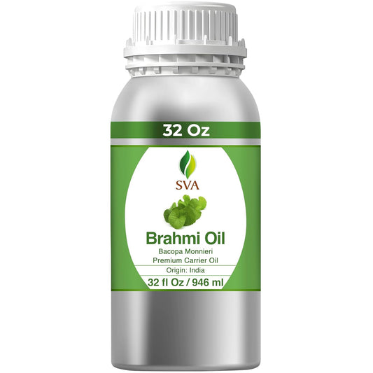 SVA Brahmi Oil - 32 Fl Oz – 100% Natural Cold Pressed Brahmi Oil - for Face, Skin Care, Hair Care, Scalp Massage & Body Massage – Carrier Oil