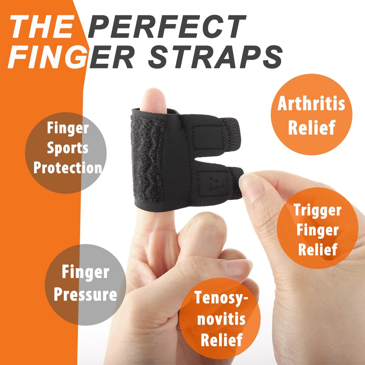 2PCS Finger Splints (No Metal Support) – Adjustable Compression Neoprene Finger Sleeves/Brace for Arthritis, Tendonitis & Pain Relief, Elastic Buddy Straps for Sports (Basketball, Tennis, Volleyball, Badminton) – Single Finger Design, M