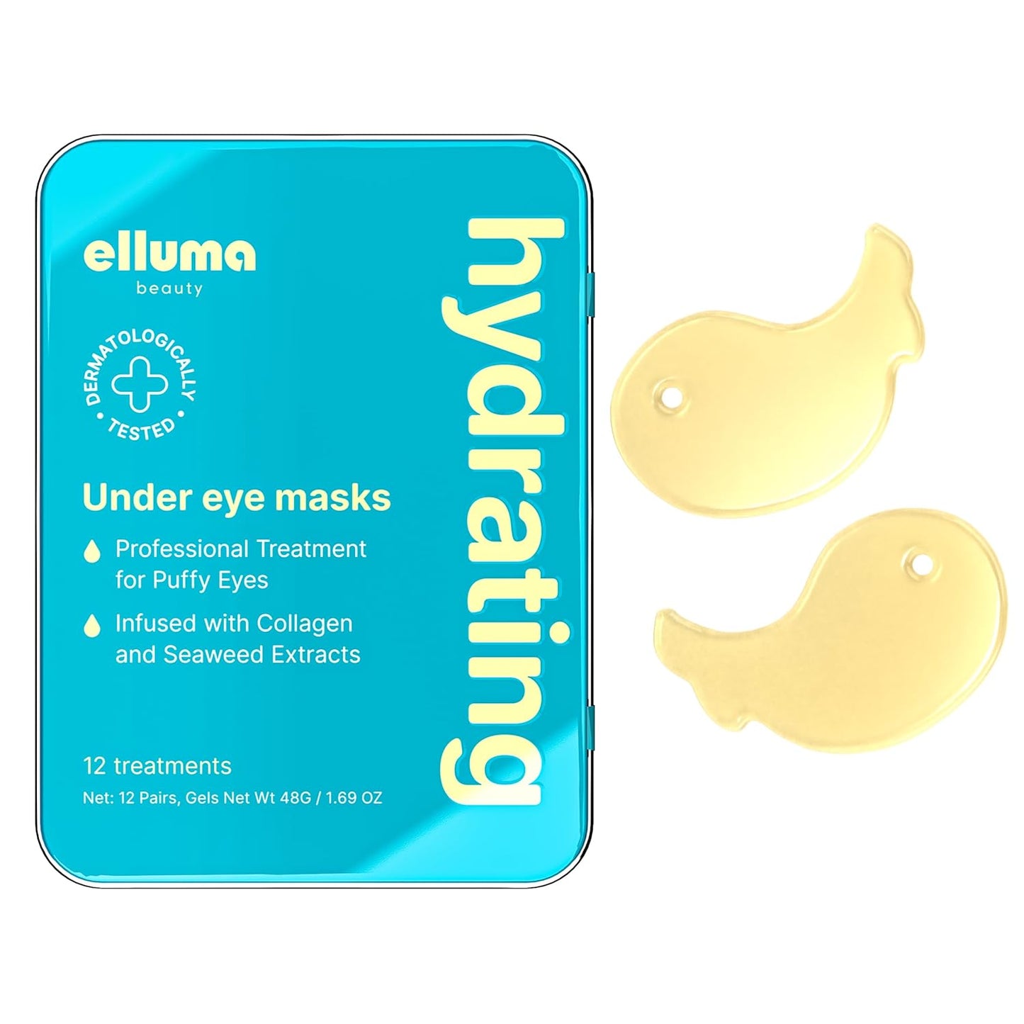 Under Eye Patches 12 Pairs of Themed Hydrogel Eye Gel Pads - For Puffy Eyes and Dark Circles, Under Eye Bags, Wrinkles - Hydrating Set with Seaweed Extracts