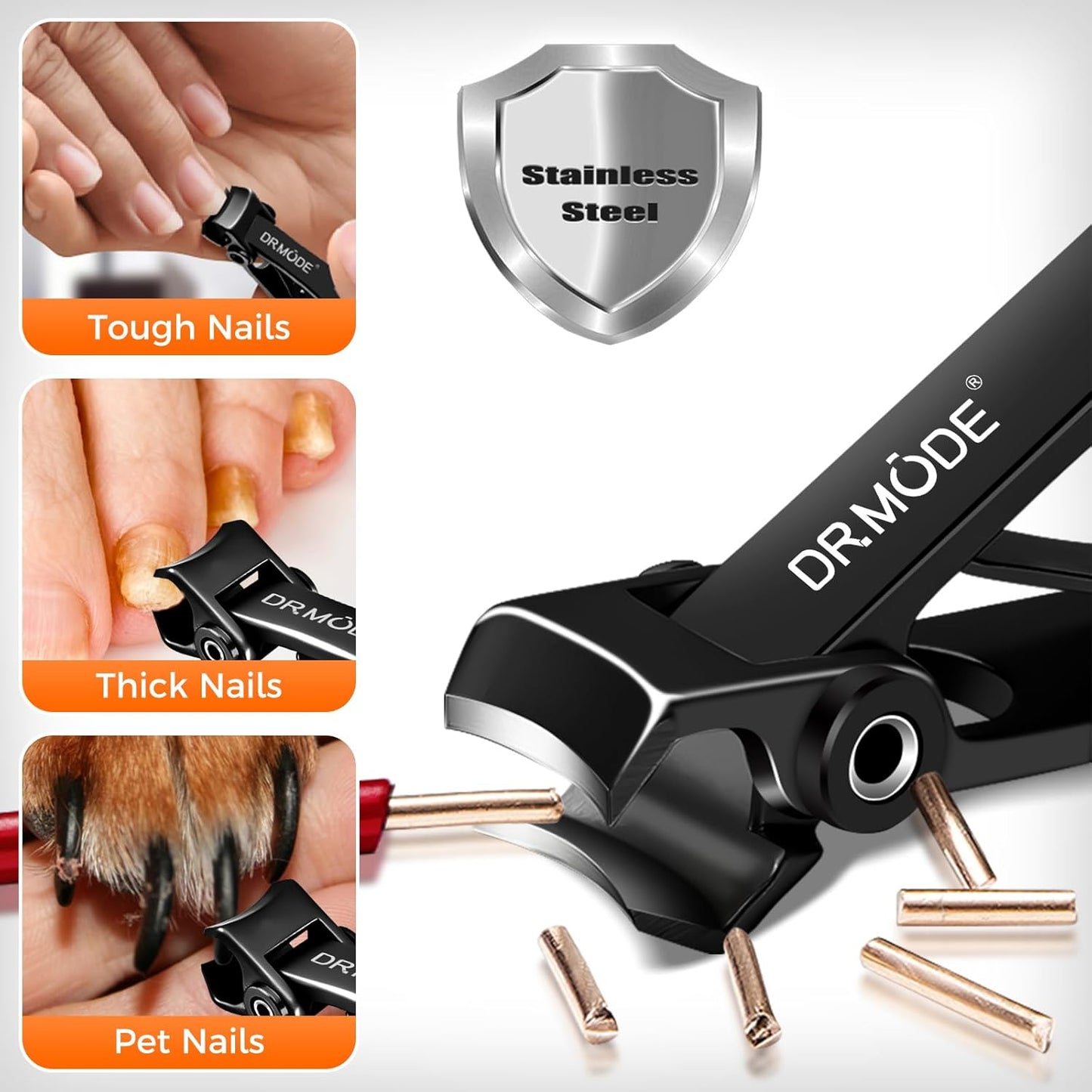 Toenail Clippers for Thick Toenails for Seniors, DRMODE Upgrade Slanted Curved Nail Clippers for Men Thick Ingrown Nails with Wide Opening, Heavy Duty Fingernail Toenail Clipper Cutter Trimmer