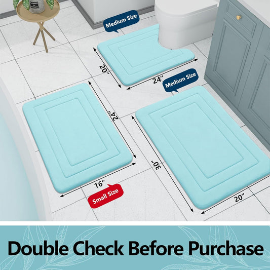 Arotive Memory Foam Bathroom Rug Mat 47x24, Ultra Soft and Absorbent Bath Mat, Machine Wash Dry, Comfortable Bath Rug Carpet for Bathroom Floor, Tub and Shower, Sky Blue