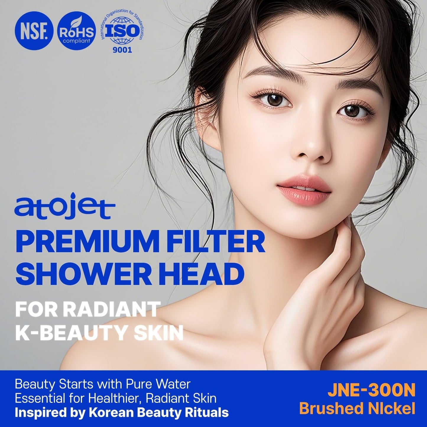Premium Filter Showerhead Designed With Korea's Luxury Beauty Philosophy - Carbon Composite Filter | Single 1 month Set (Hose, Mount, Teflon Tape, Wrench) (JNE300C-SET-SNG)