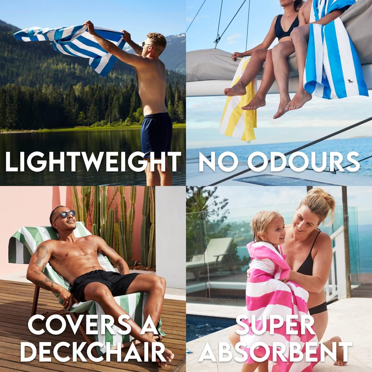 Dock & Bay Customized Beach Towel - Quick Dry, Sand Free - Compact, Lightweight - 100% Recycled - Includes Bag - Cabana Light - Lombok Lilac - Large