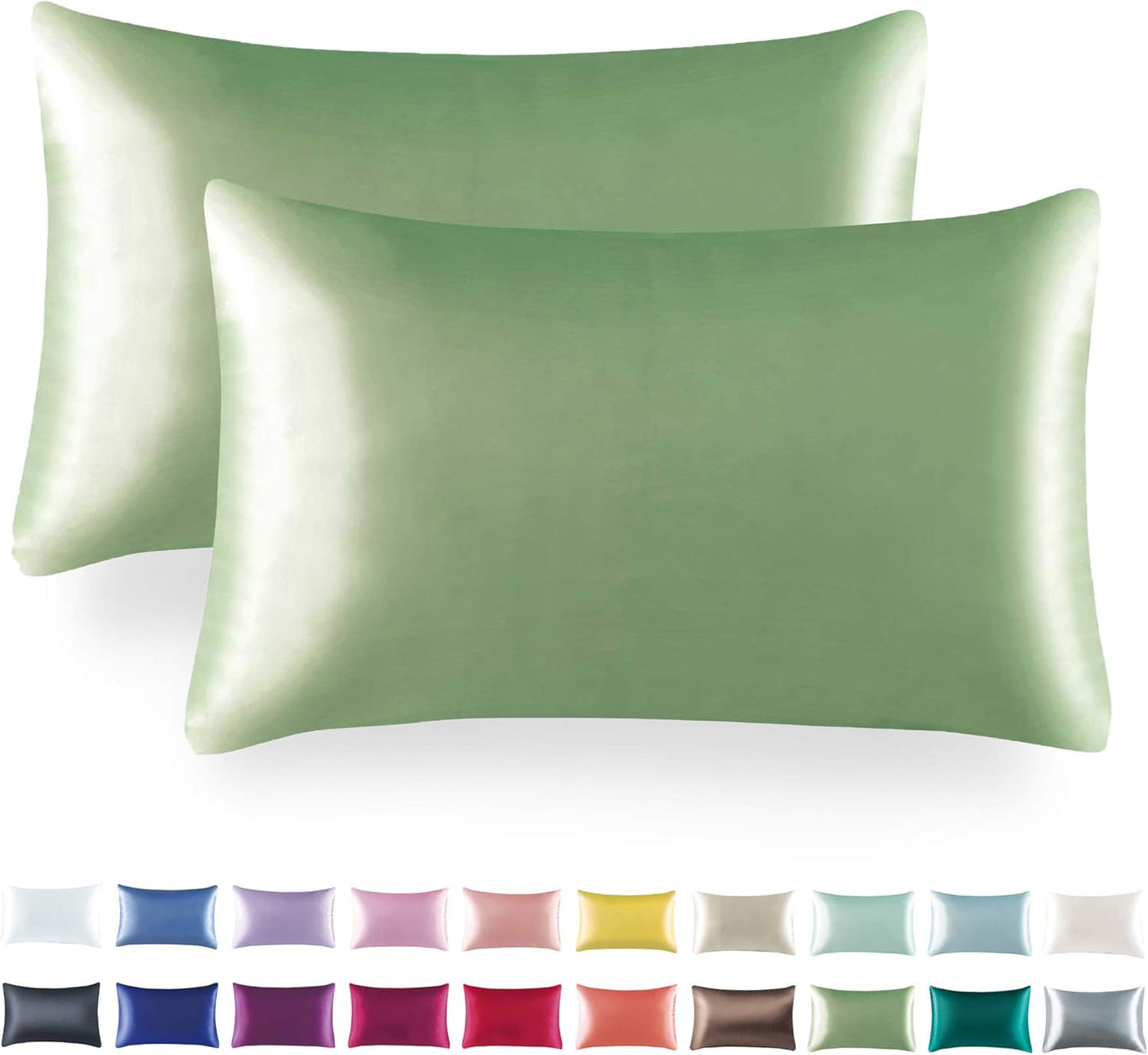 Tyfitb Satin Pillowcase Set for Hair & Skin Care – Cooling, Hypoallergenic, Anti-Frizz, Wrinkle-Free – Soft, Luxurious Pillowcases with Envelope Closure – 2-Pack, Standard Size 20x26, Gift-Ready