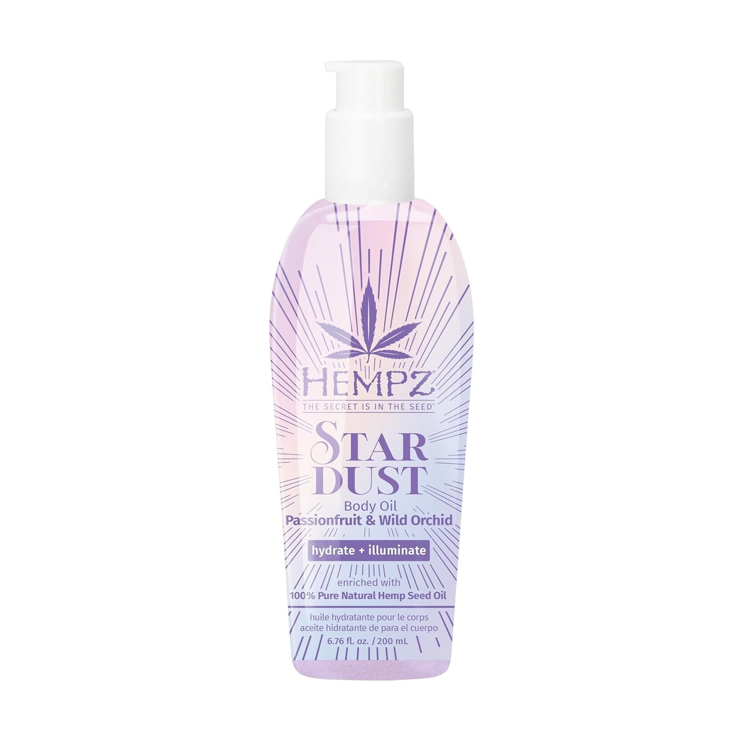 Hempz Star Dust Body Oil, Highlighting Moisturizer, Silver Shimmer Gel, Unicorn Sparkle, 6.76 oz.