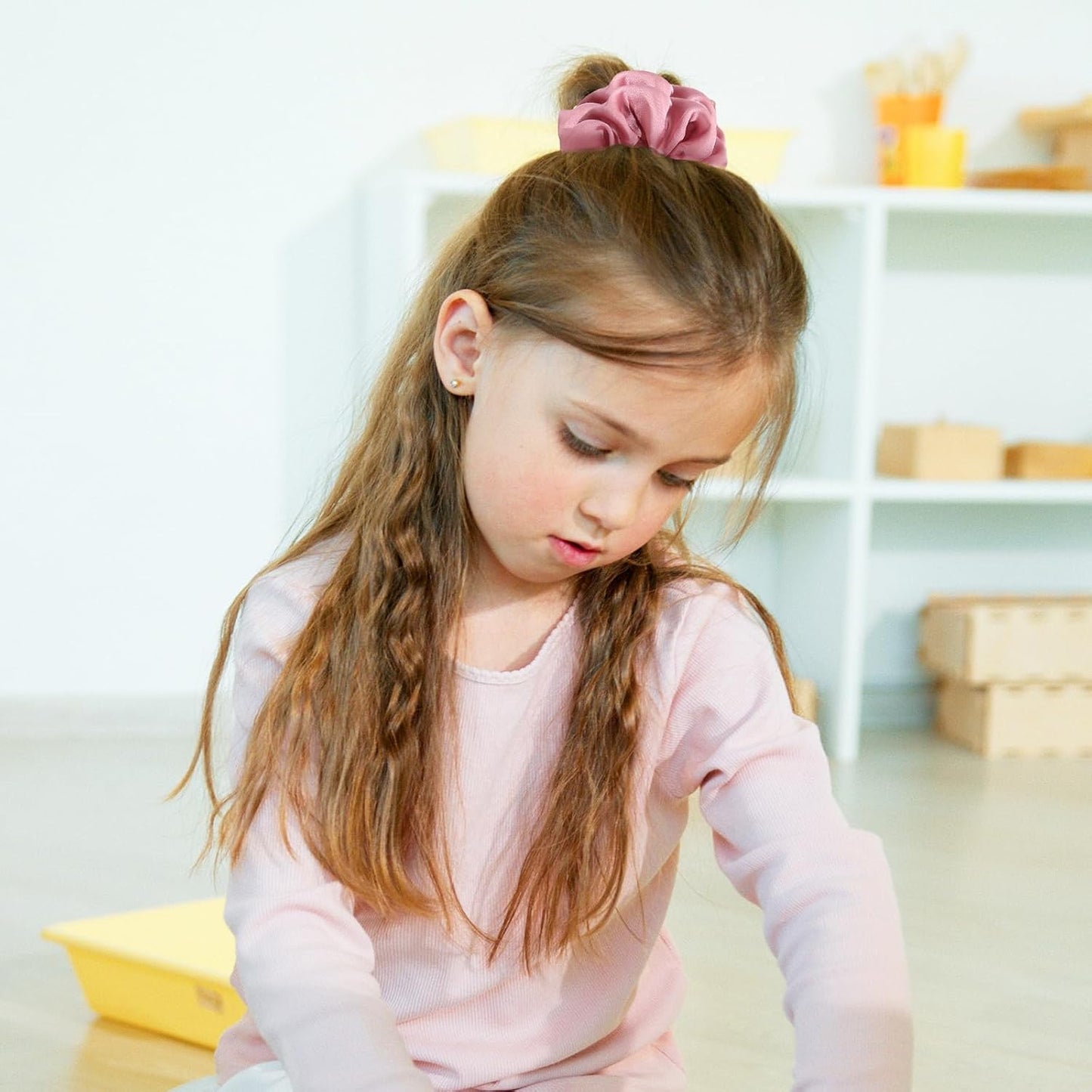 Lolalet Scrunchies for Women, Satin Hair Softer Than Silk Ties Sleep, Big Scrunchy Ponytail Holder with Elastic Bands Girls Thick Thin Curly -6 Pack, Style B