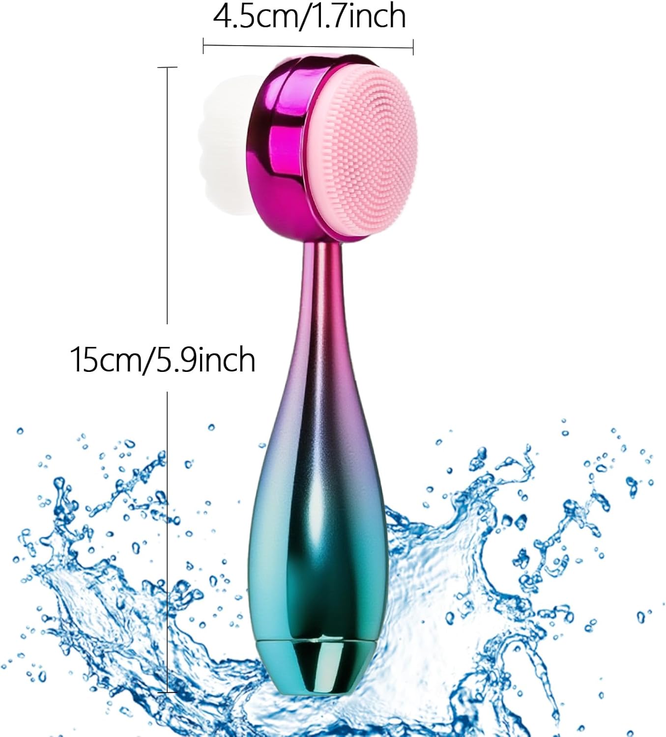 Face Brush 2 in 1, Facial Cleansing Brush Double Sides, Facial Exfoliation Scrub Brush Silicone Manual Face Scrubber Brush for Gentle Deep Pore Cleansing, Skincare (Green, 1 Pack)