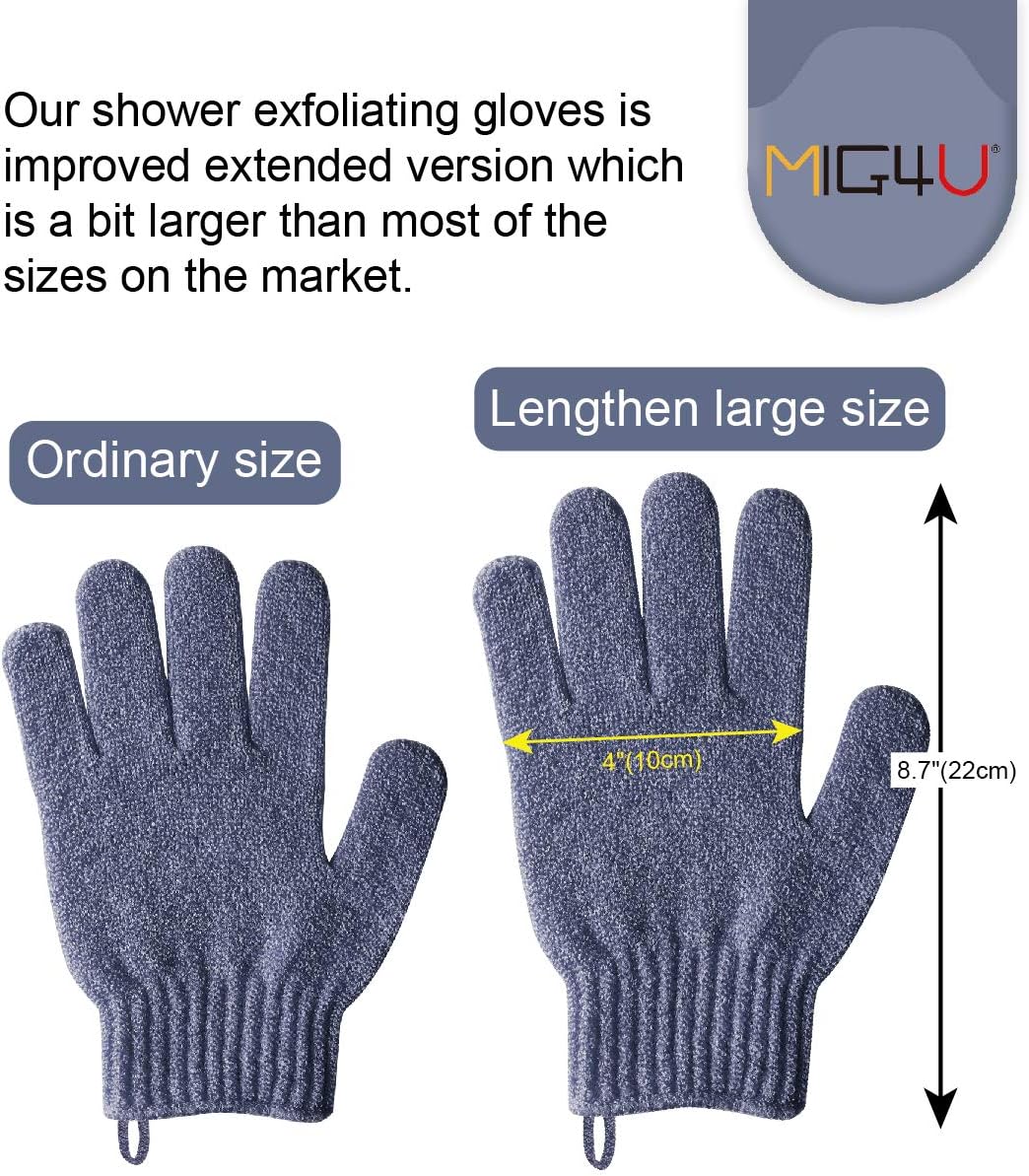 MIG4U Shower Exfoliating Scrub Gloves, Bathing Gloves Body Wash Dead Skin Removal Deep Cleansing Sponge Loofah for Women Men