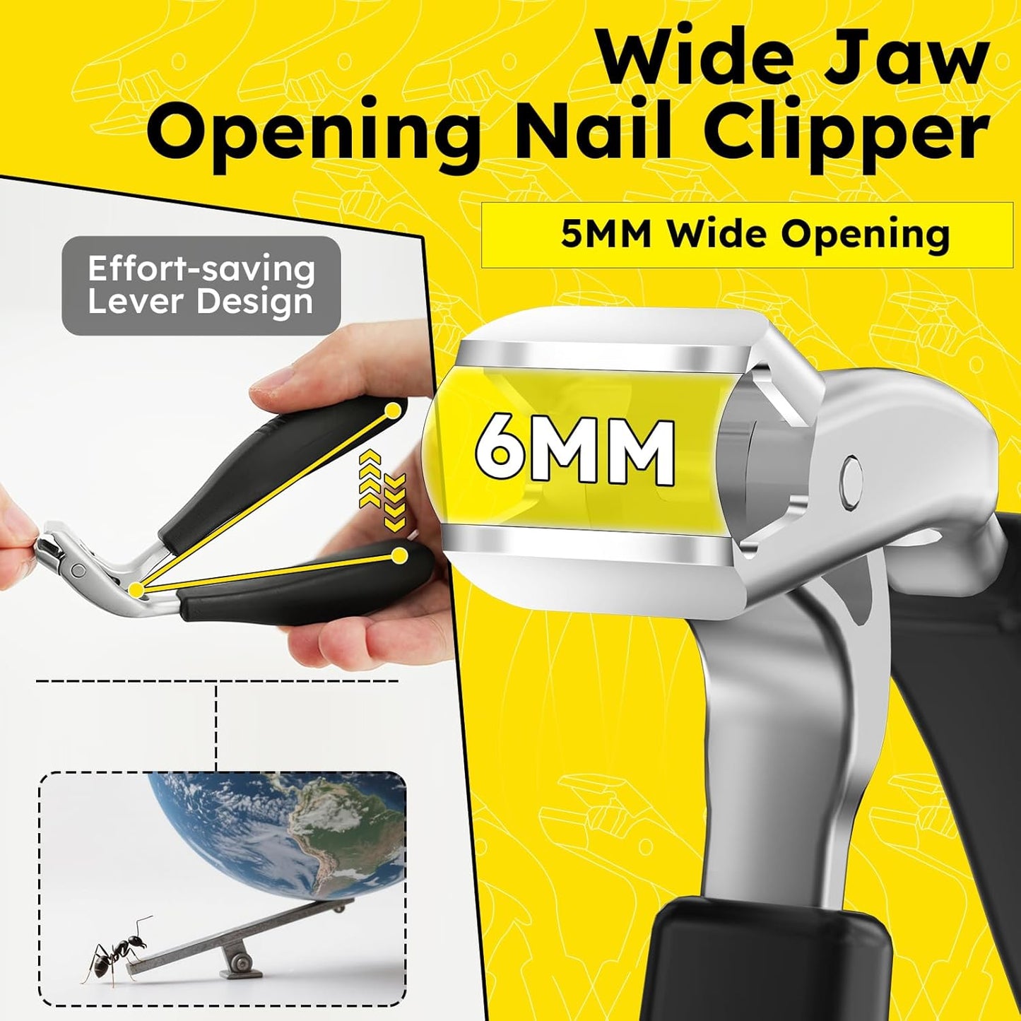 Angled Head Toe Nail Clippers for Thick Nails for Seniors, Straight Toenail Clippers with Catcher, Heavy Duty Large Toenail Clippers with Ergonomic Long ABS Handled