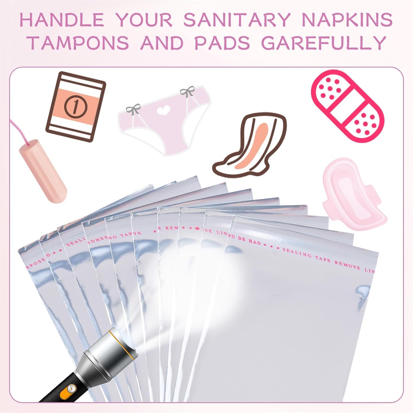 Sanitary Napkin Disposal Bags, 120 Pcs Silver Feminine Sanitary Napkin Storage Bag, Sealed Opaque for Privacy, Block Odors