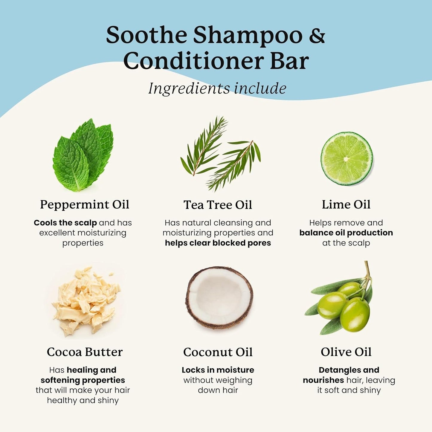 NATURL Soothe Shampoo and Conditioner Bar Set with Peppermint, Lime, and Tea Tree Oil for Dry Scalp, Dandruff Relief, Vegan, Cruelty Free, Zero Waste, Made in USA