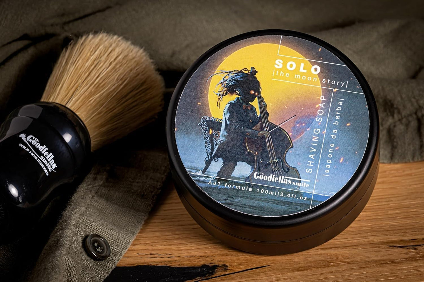 The Goodfellas’ Smile SOLO (Sandalwood & Mandarin Orange) Italian Shaving Soap – Semi-Soft Lathering Soap for Wet Shaving, Traditional Grooming & Use with a Shaving Brush