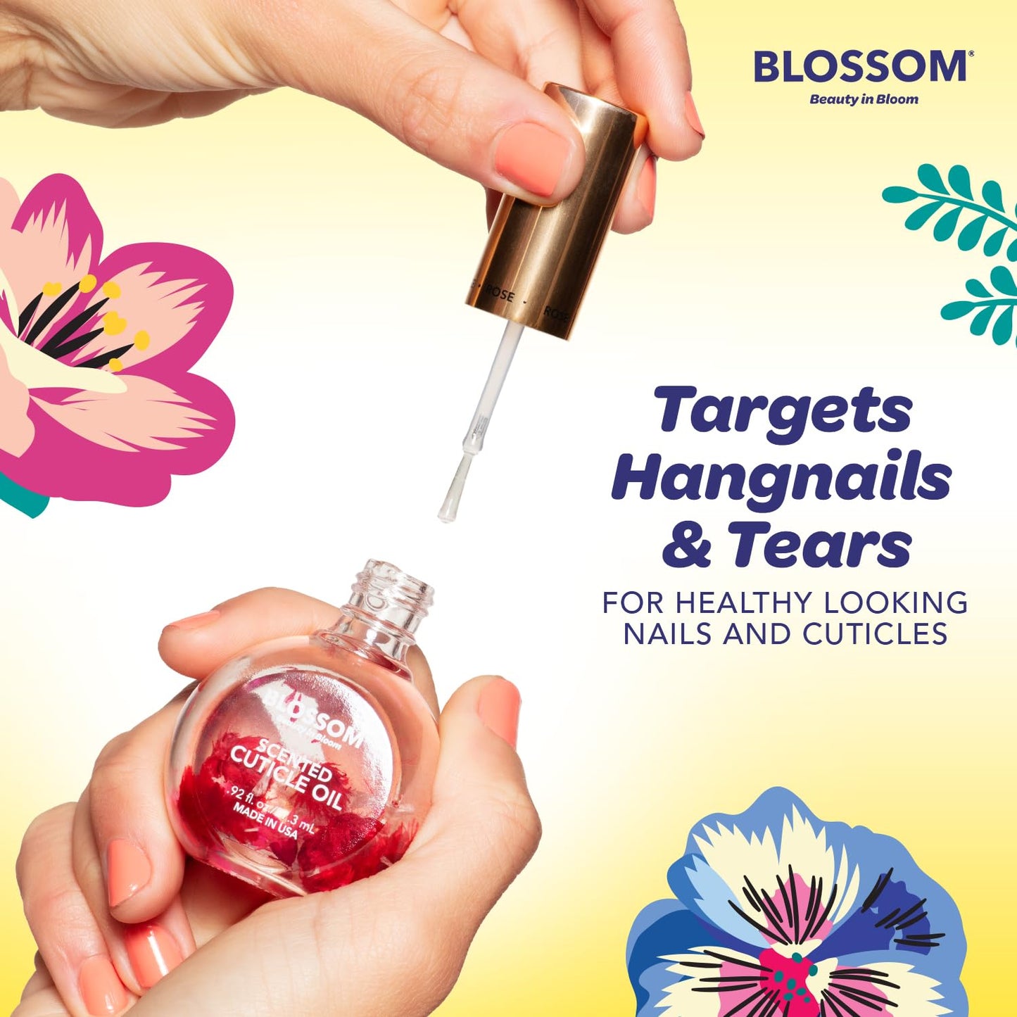 Blossom Cuticle Oil for Nails, Hydrating, Moisturizing, Scented Nail Oil Cuticle Care, Infused with Real Flowers, Made in USA, 0.92 fl. oz, Lily