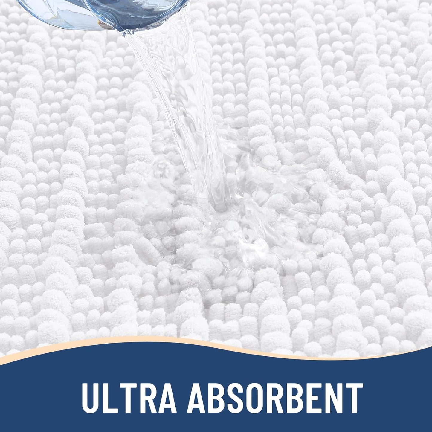 Arotive Luxury Chenille Bathroom Rug Mat, Extra Soft Thick Absorbent Shaggy Bath Rugs, Non-Slip Machine Wash Dry, Plush Bath Mats for Bathroom, Shower and Tub, 40x32, White