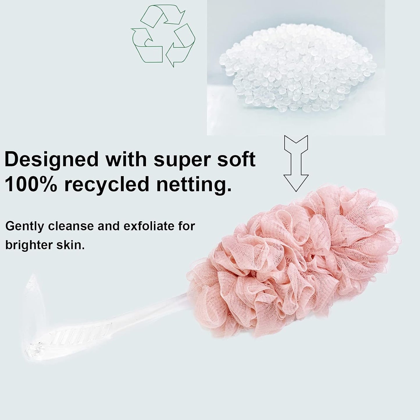 PPHAO - Back Loofah on a Stick for Men - Bath Brush Long Handle for Shower Elderly - Loofah Sponge for Women - Plastic Loofah - Bath Body Brush - Pink Loofah - 2Pack