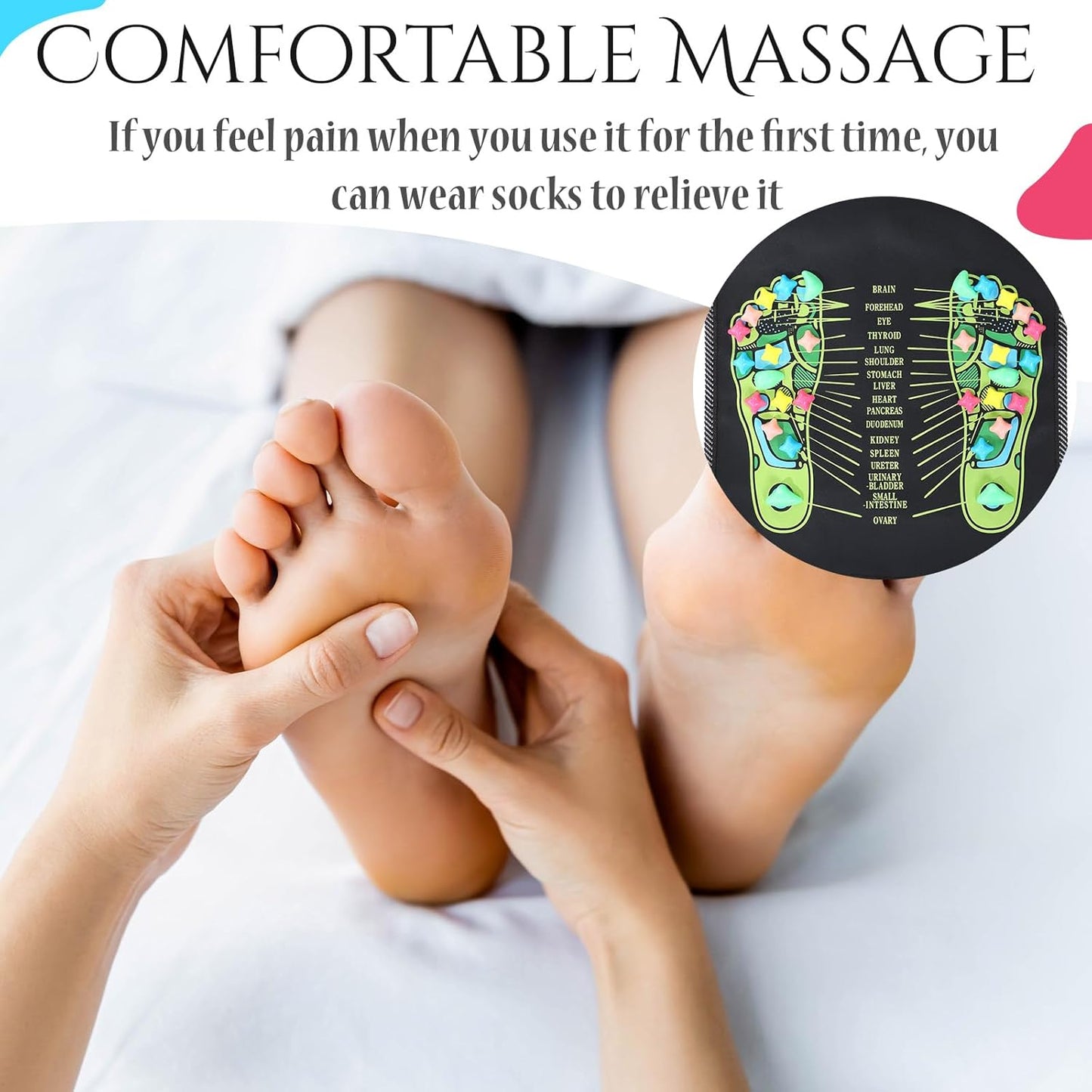 TrelaCo Foot Massage Mat Reflexology Walk Stone Road Foot Massage Acupoint Mat for Acupressure Relaxes for Long Sitting Elderly Students and Office Workers (13.78 x 47.24 Inches)