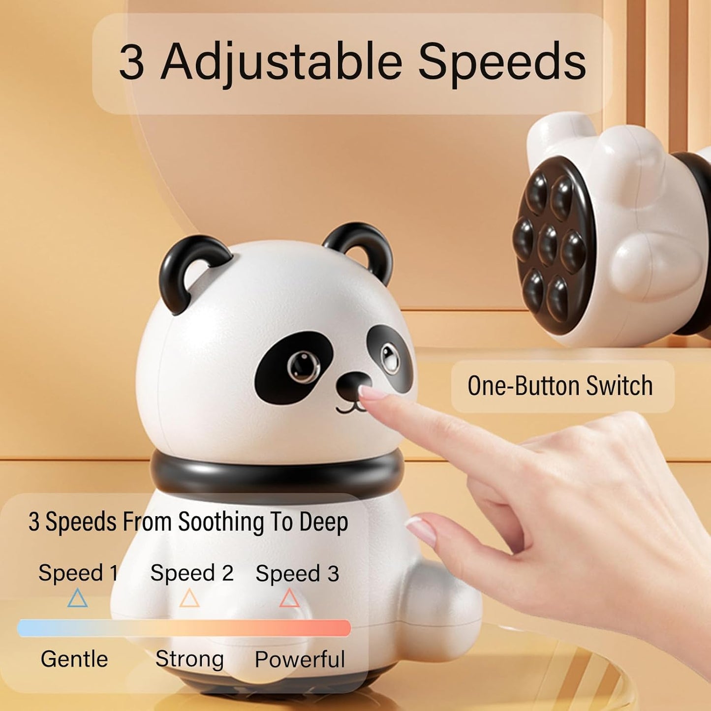 DOOX Panda Mini Massager, Panda Gifts - Travel Small Massage Tool with 3 Speed for Neck, Shoulders, Back - Pain Relief & Relaxation (White)