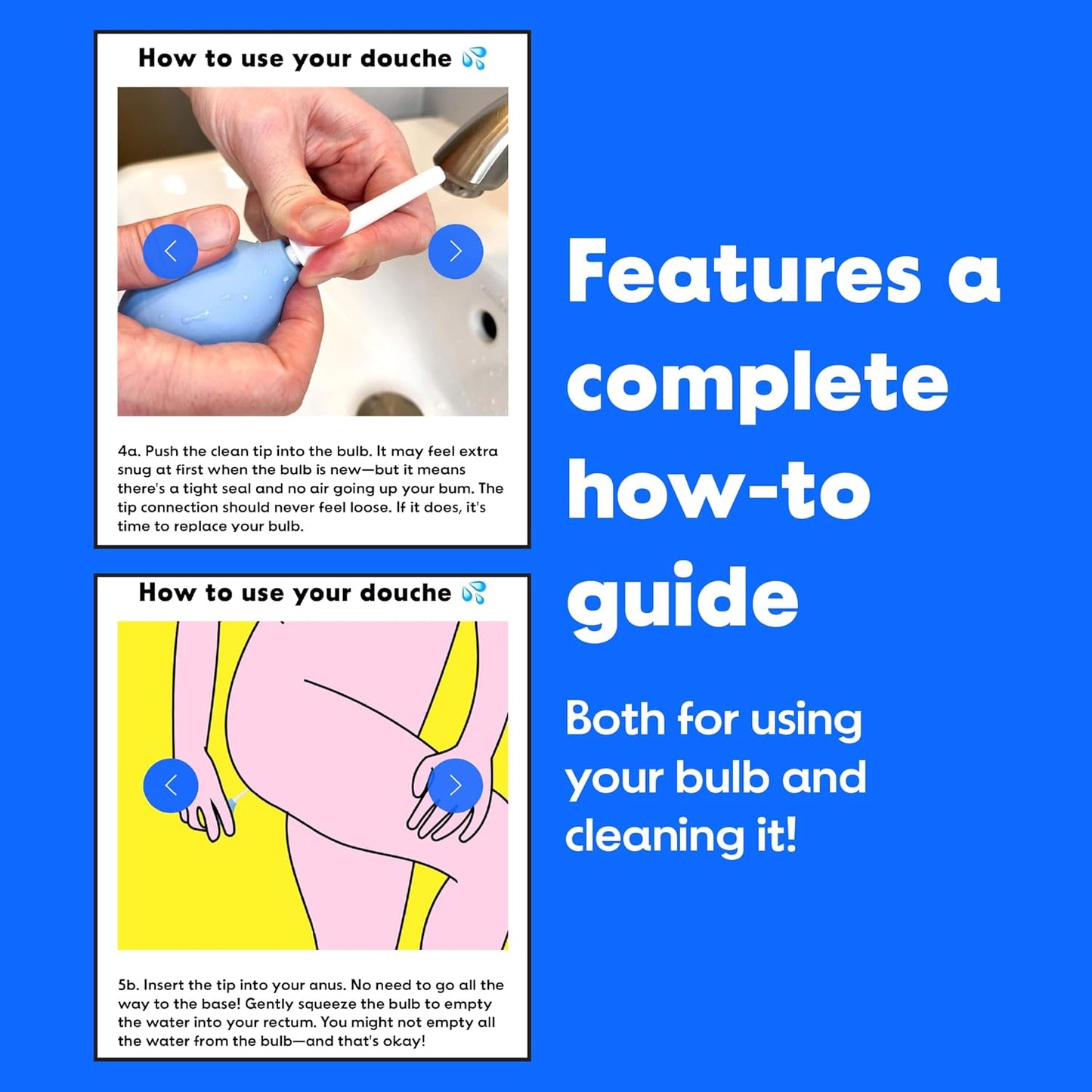 Bottom’s Digest Enema Bulb 3.0-oz Anal Douche with Easy-Clean 6-cm White Tip for Men & Women