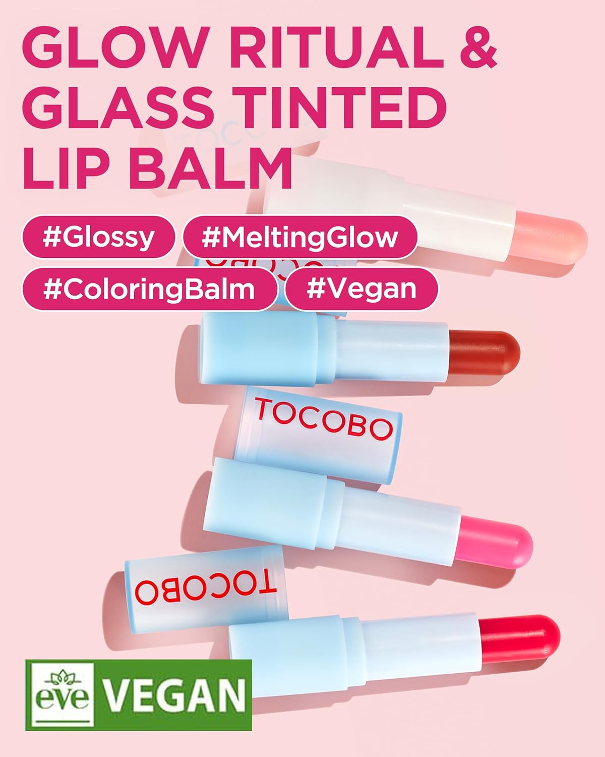 TOCOBO Glow Ritual Lip Balm 001 Coral Water 0.67 oz / 19g | Glow Moisturizing Vegan Lip Balm including High Nutrition & Transparent Coral Color