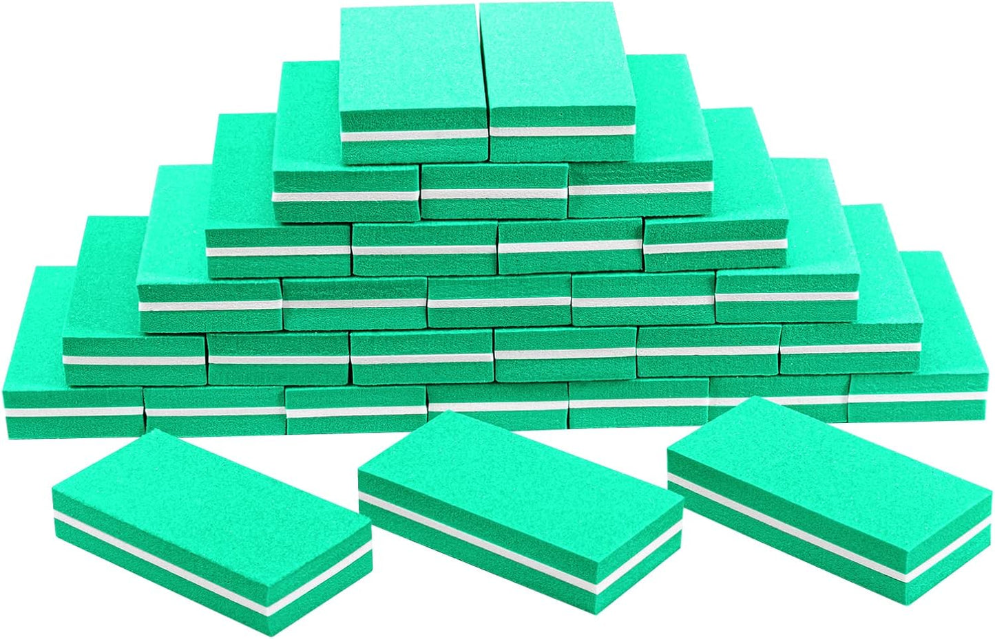 Buffer Block Nail File, 100/180 Grit Sponge Nail Buffers for Acrylic Nails, Mini Buffing Block Double Sided for Manicure Tools 30 Count - Green